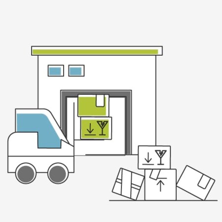 Lager mit Gabelstapler